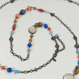 Myka Brass Handmade Glass Bead Colorful Multi Use Body Belt Necklace